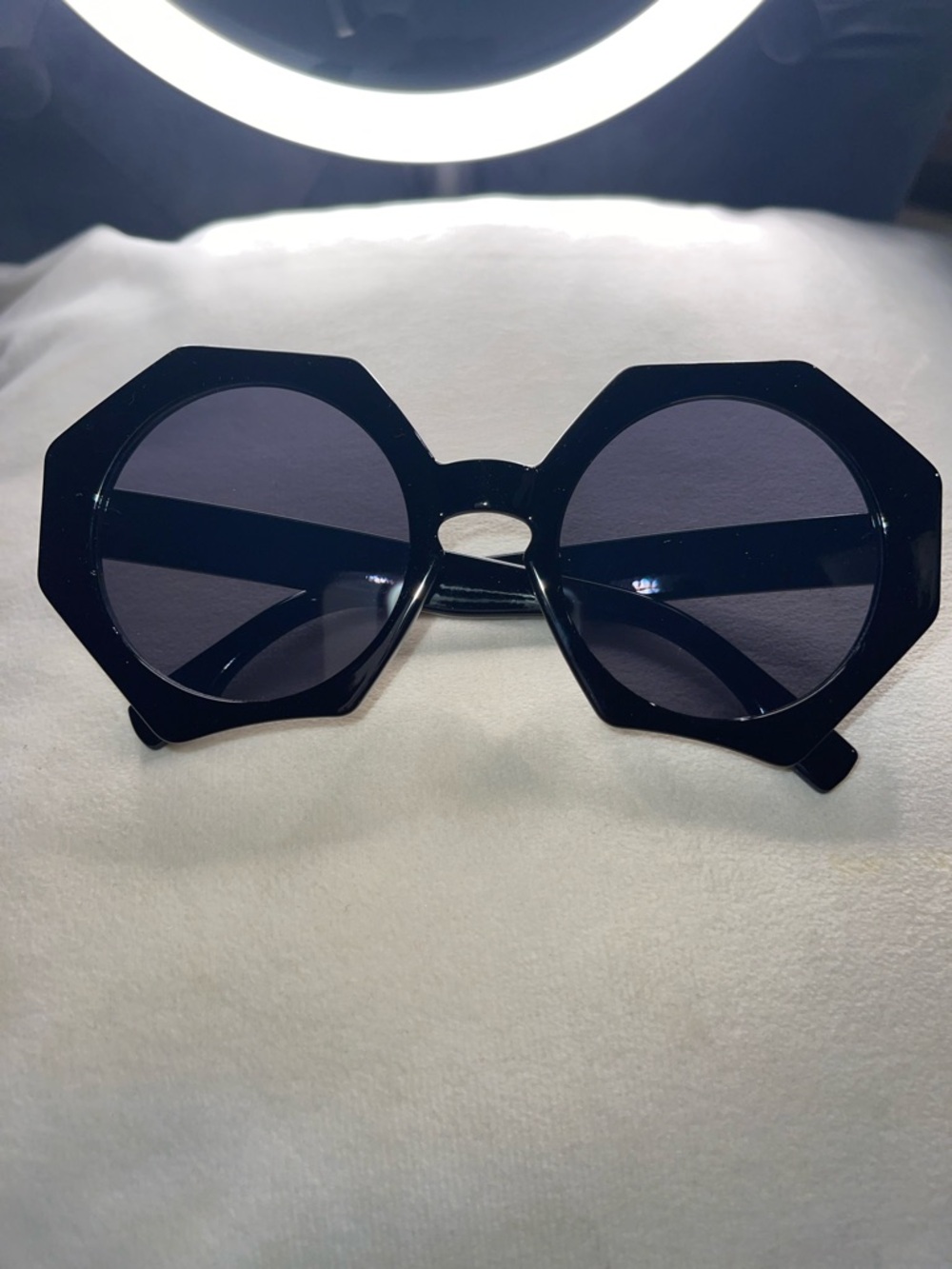 Black Geometric Round Sunglasses - Women Accessories